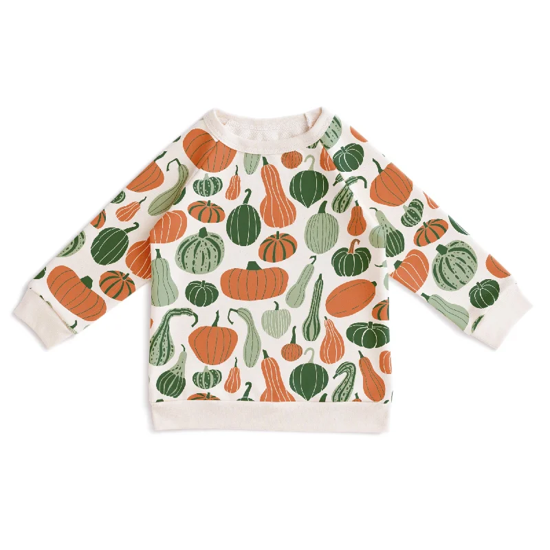 Sherpa-Lined HoodiesSweatshirt - Gourds & Pumpkins Green & Orange