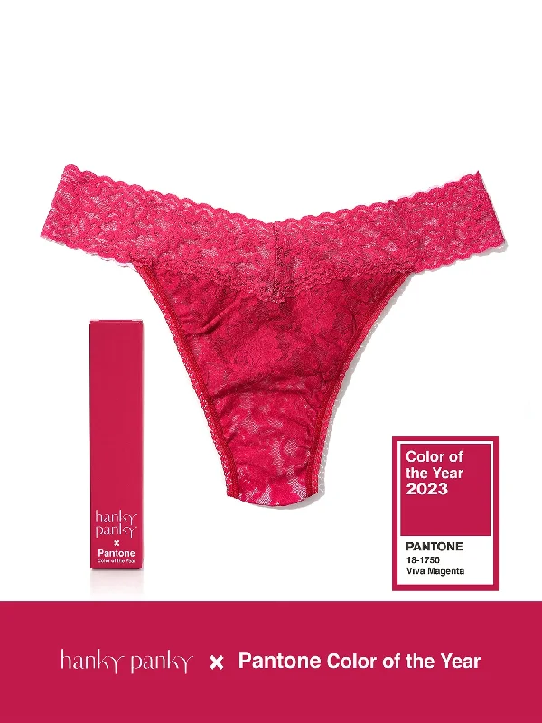 Denim ShortsSignature Lace Original Rise Thong | PANTONE 18-1750 Viva Magenta