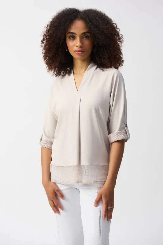 Joseph Ribkoff Woven and Mesh Boxy Top - 251086