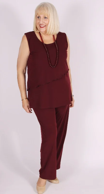 CamisoleGeoOverlay Poly/Spandex Cami Merlot