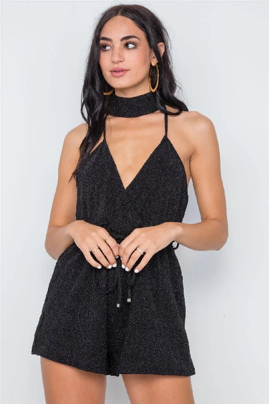 CamisoleLunarBlack Mock Neck Cami Evening Romper /1-3-2-1