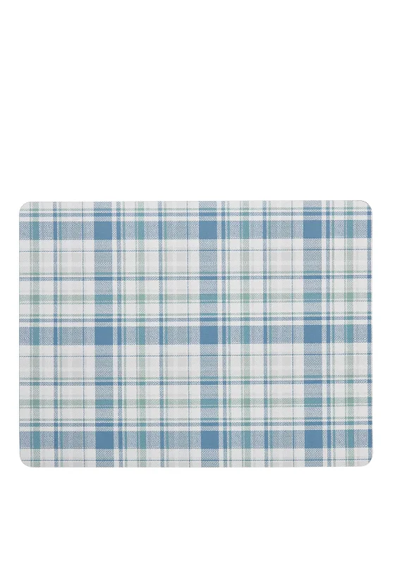 Denby Elements Checked Set of 6 Placemats, Green & Blue