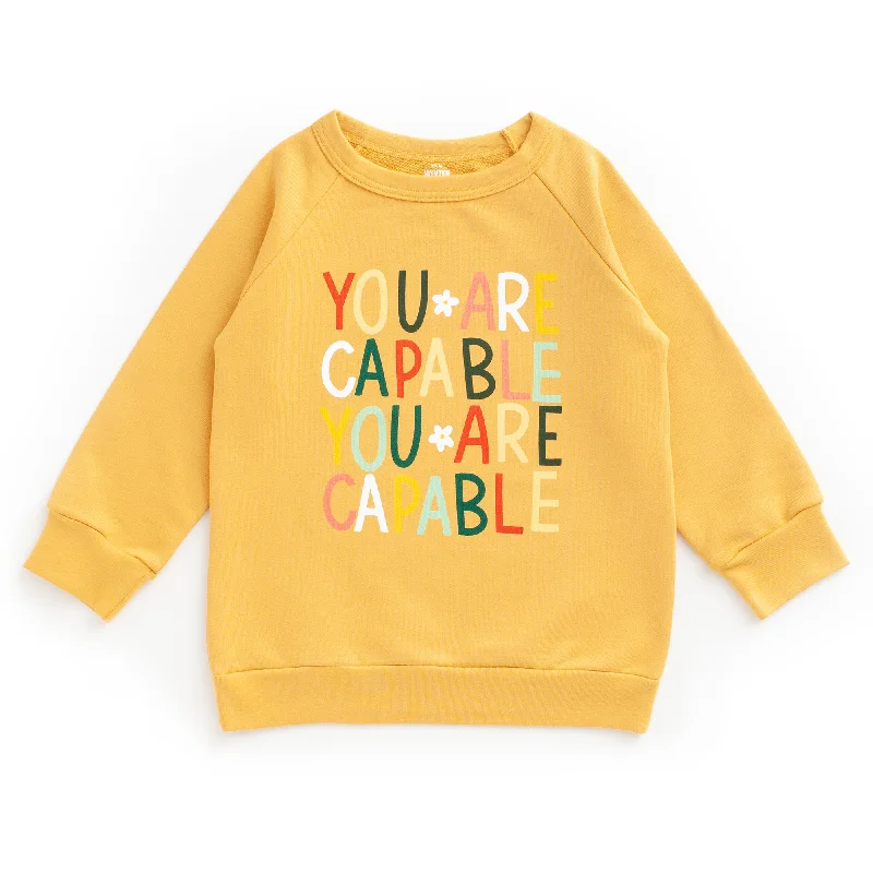 Cropped HoodiesSweatshirt - You Are Capable Ochre