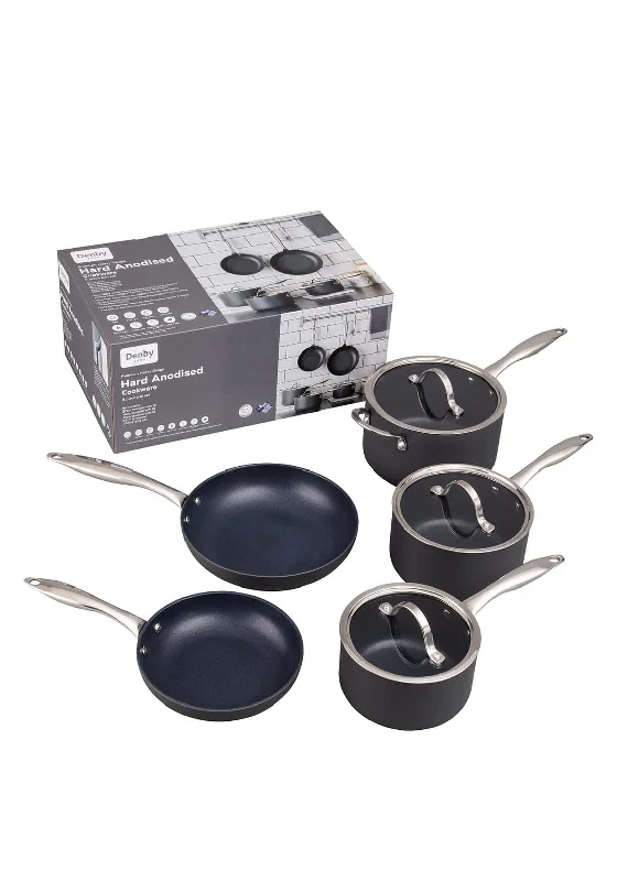 Denby Hard Anodised 5 Piece Pan Set, Black