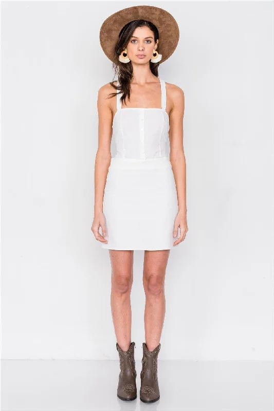 Off-White Open Back Lace Up Mini Chic Dress  /3-2-1Geometric Dress