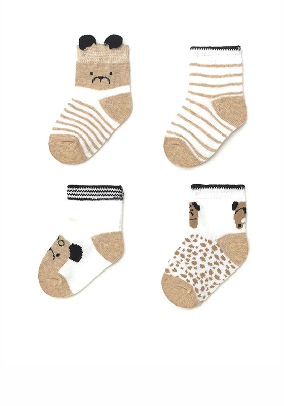 Mayoral Baby Boys 4 Piece Sock Set, Beige & White