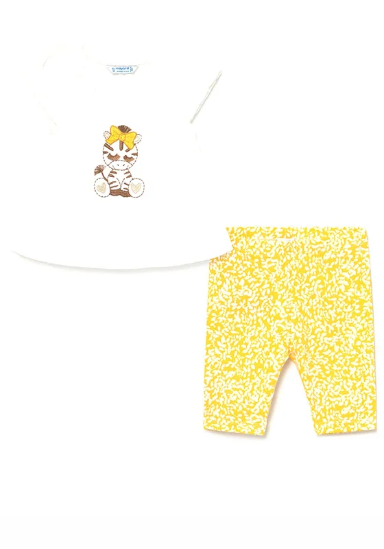 Mayoral Baby Girls Zebra Print T-Shirt & Leggings Set, Yellow