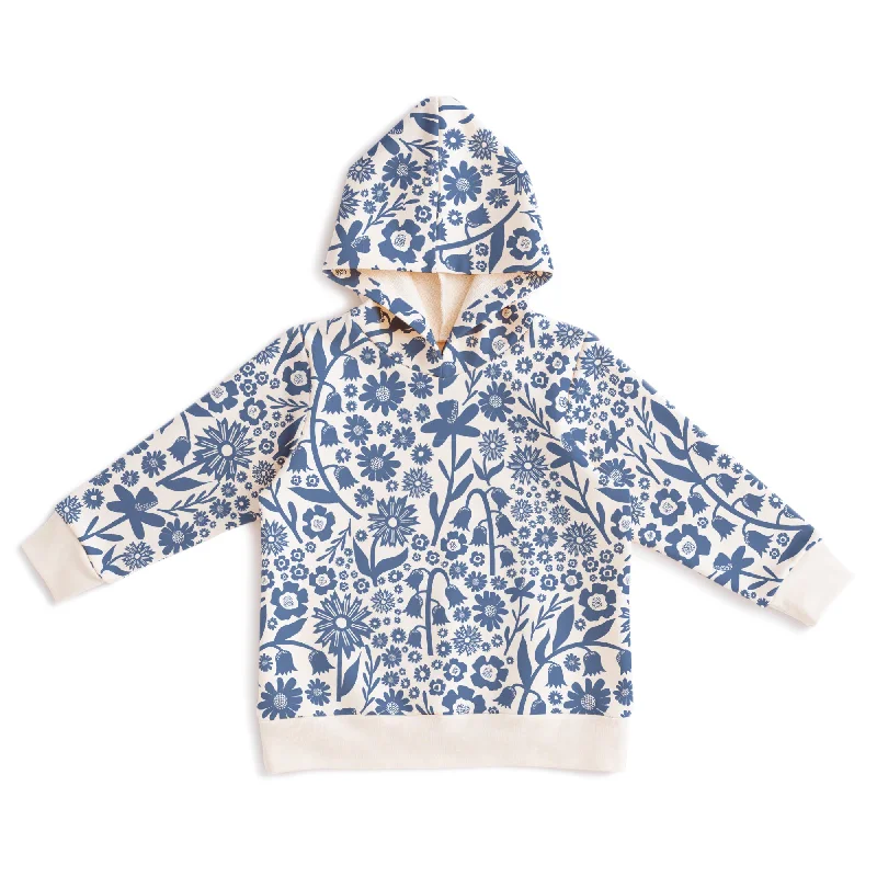 Embroidered SweatshirtsHoodie - Dutch Floral Delft Blue