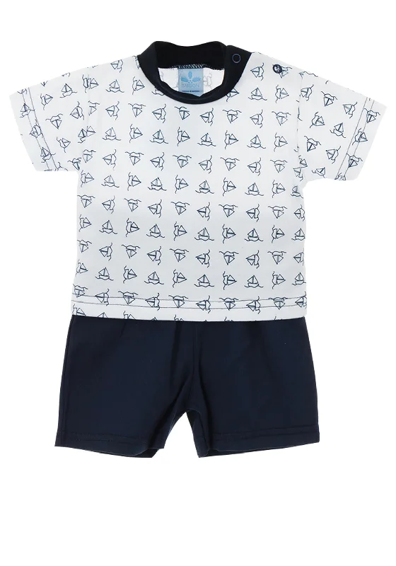 Sardon Baby Boys Boat Top and Shorts Set, Navy