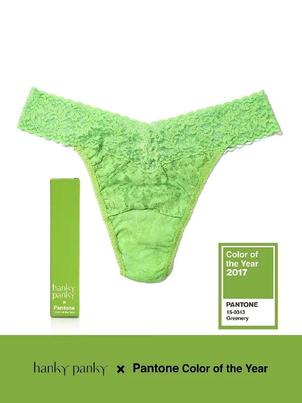 Frayed PantsSignature Lace Original Rise Thong | PANTONE 15-0343 Greenery