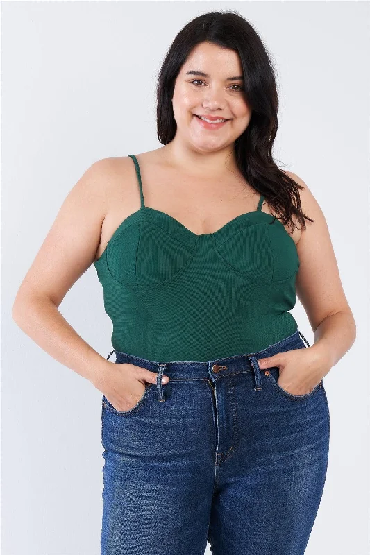 CamisoleTitanJunior Plus Size Hunter Green Cami Strapped Bustier Bodysuit /2-1-1