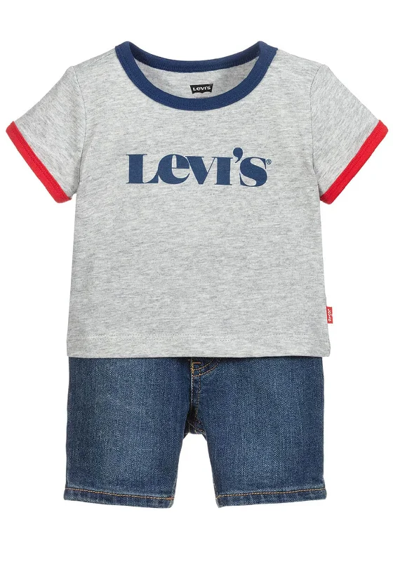 Levis Baby Boys T-Shirt and Denim Set, Grey Blue