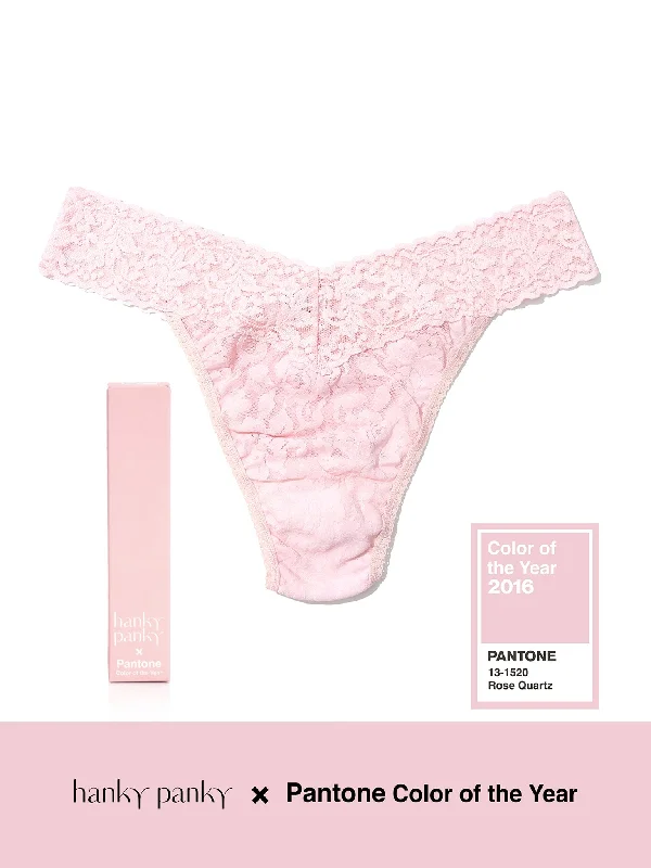 Plaid PantsSignature Lace Original Rise Thong | PANTONE 13-1520 Rose Quartz