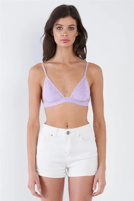 CamisoleSteelLavender Purple Microfiber Suede Adjustable Cami Triangle Bra