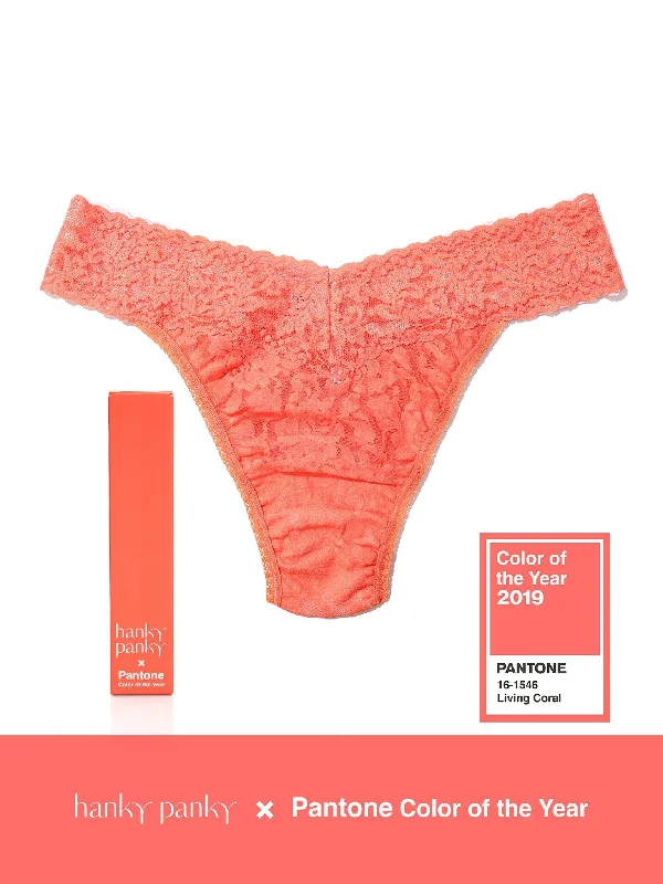 Patched PantsSignature Lace Original Rise Thong | PANTONE 16-1546 Living Coral