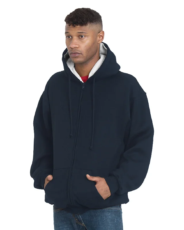 Bayside BA940 Adult USA Made Super Heavy Thermal-Lined Full-Zip Hooded SweatshirtAsymmetrical Shirts