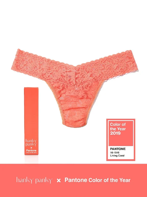 Camo PantsSignature Lace Low Rise Thong | PANTONE 16-1546 Living Coral