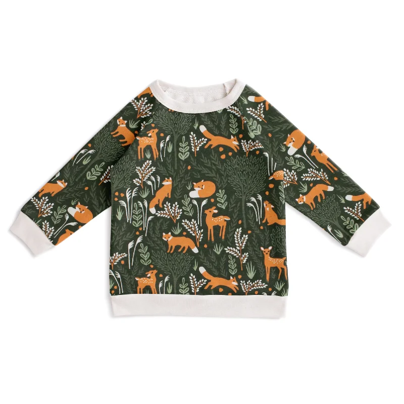 Polyester HoodiesSweatshirt - Deer & Foxes Dark Green