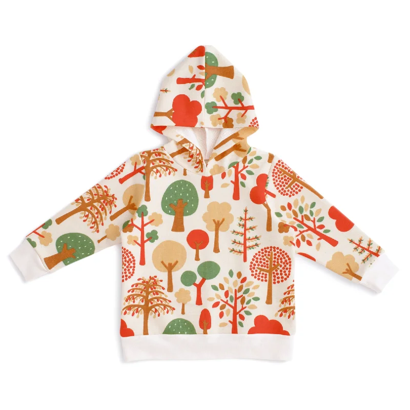 Asymmetrical HoodiesHoodie - Trees Green & Orange