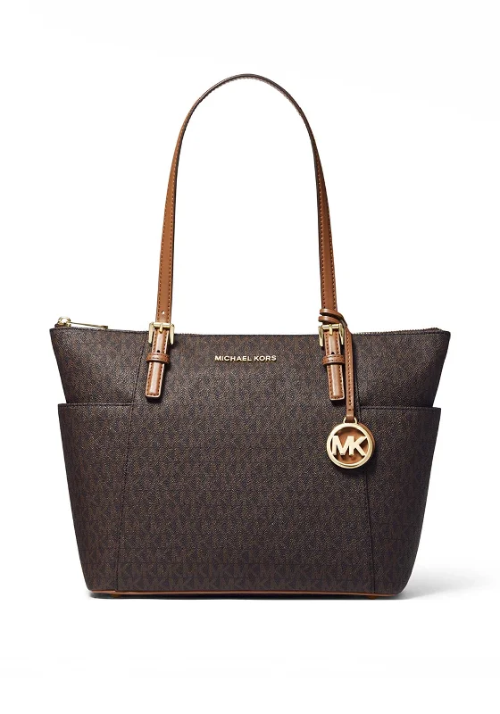 MICHAEL Michael Kors Jet Set Large Logo Print Tote, Brown & Acorn