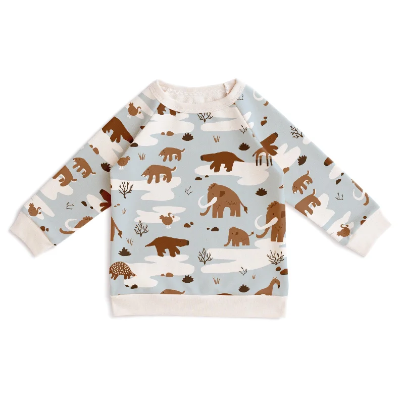 Reversible HoodiesSweatshirt - Ice Age Animals Pale Blue