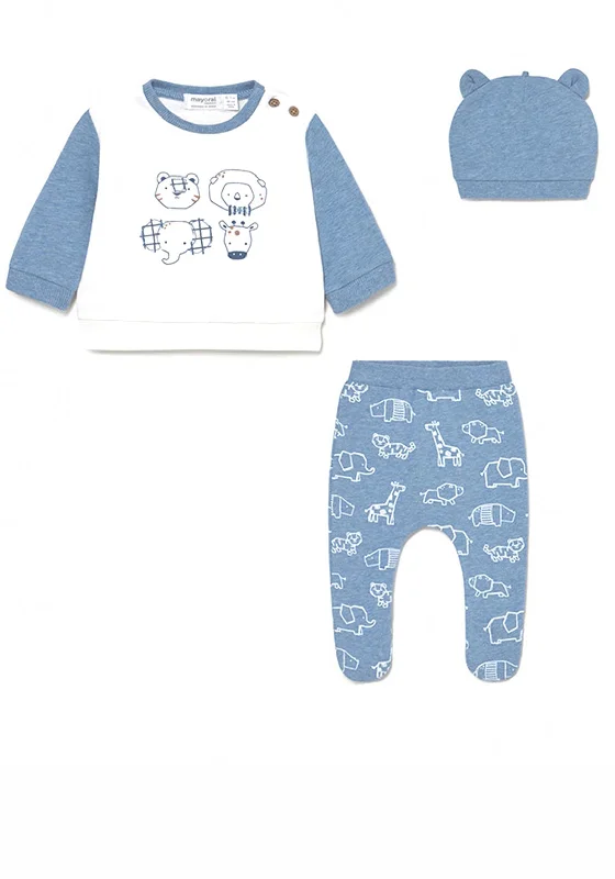 Mayoral Baby Boys Animal Print Three Piece Set, Blue