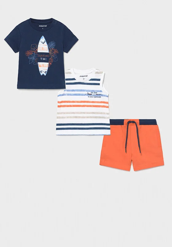 Mayoral Baby Boys Surf Print Three Piece Set, Multi