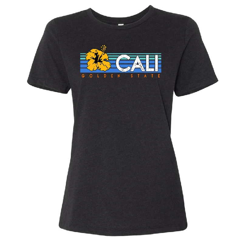 Collaborative T-ShirtsCali Golden State Hibiscus Women's Relaxed Jersey Tee