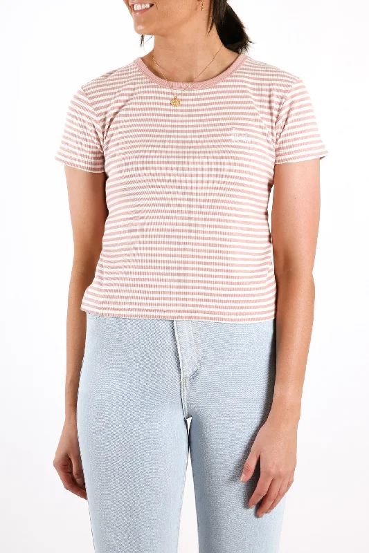 Longline T-ShirtsHyde Stripe Rib Tee Blush