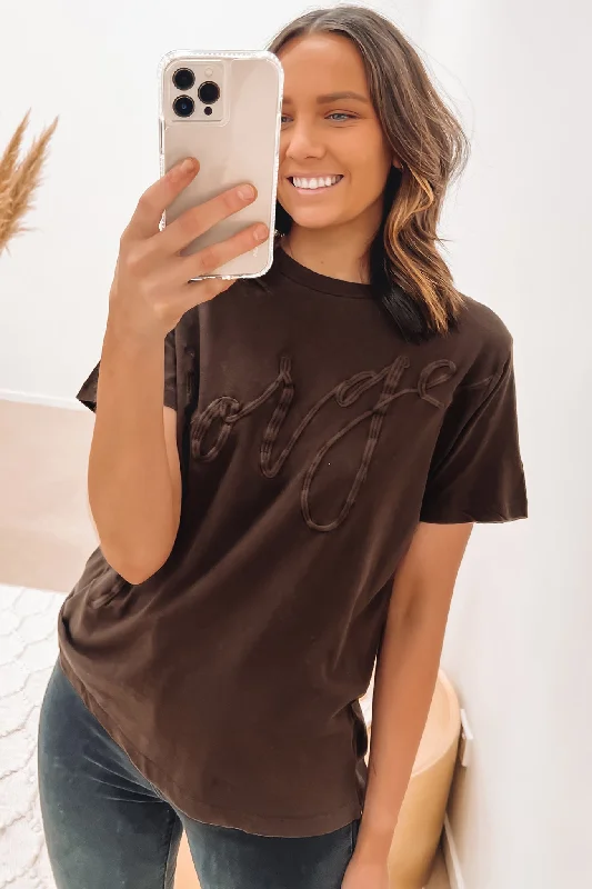 Lounge T-ShirtsJorge Embroidery Tee Brown