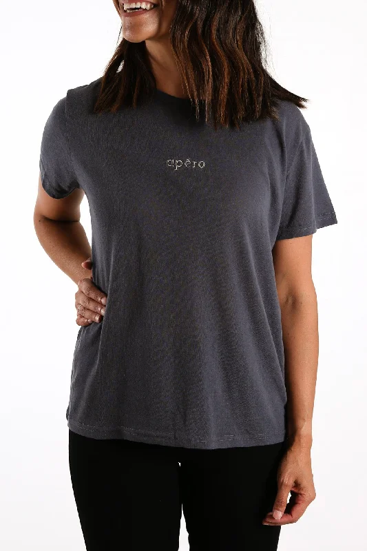 Silk T-ShirtsMini Embroidered Femme Tee Washed Slate