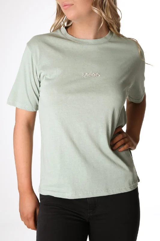 Off-Shoulder T-ShirtsMini Embroidered Tee Sage