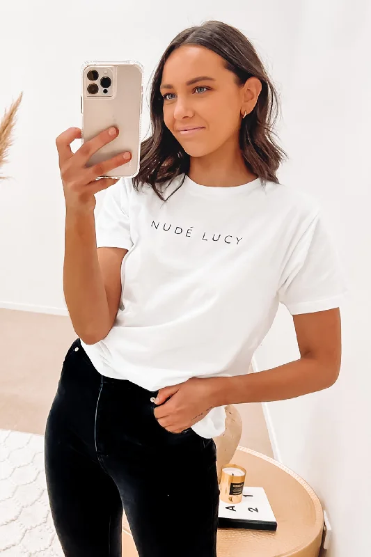 Silk T-ShirtsNude Lucy Organic Slogan Tee White