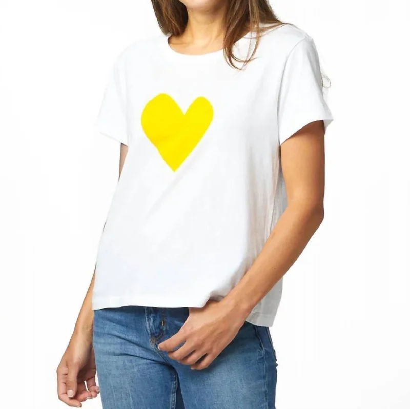 Camping T-ShirtsSuke Imperfect Heart Tee Top In White/yellow