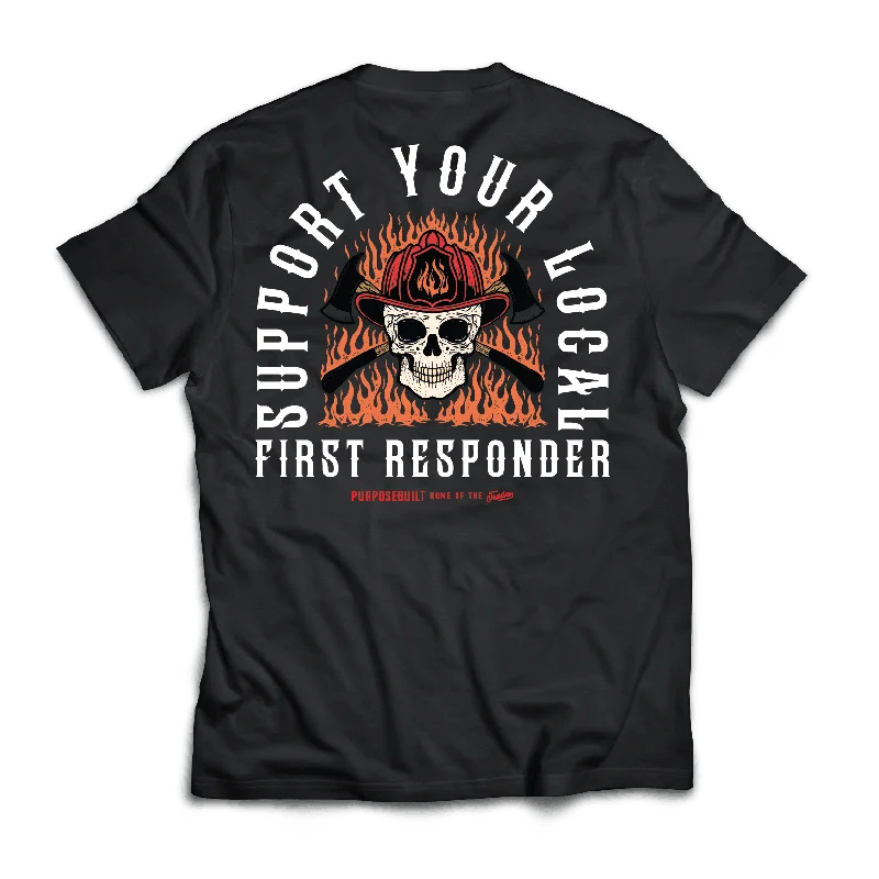 Band Merch T-ShirtsSupport Your Local First Responder Tee. Black