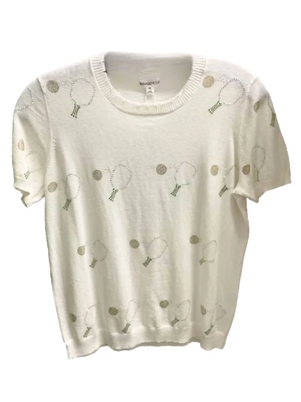 Hemp T-ShirtsWomen's Pickleball Frayed Edge Tee Top In White